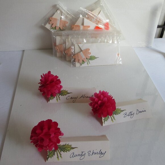 Pinks & Reds, Wedding Place Holders, Floral, Accent, Event, Decor, Vintage - Picture 7 of 9